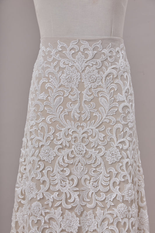 S0660 EMBROIDERY TULLE WITH BEADS
