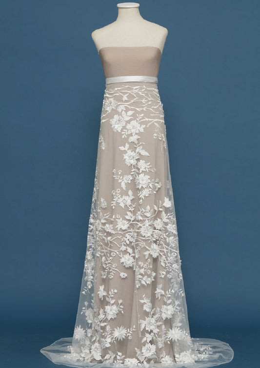 S0484 EMBROIDERY TULLE WITH 3D FLOWERS