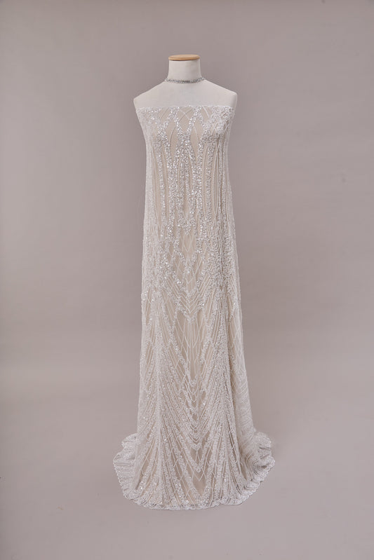 S0662 EMBROIDERY TULLE WITH BEADS AND SEQUINS