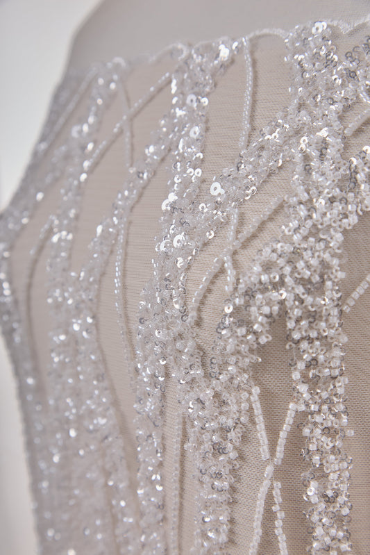 S0662 EMBROIDERY TULLE WITH BEADS AND SEQUINS