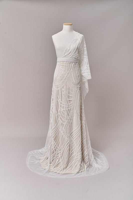 S0693 EMBROIDERY TULLE WITH BEADS