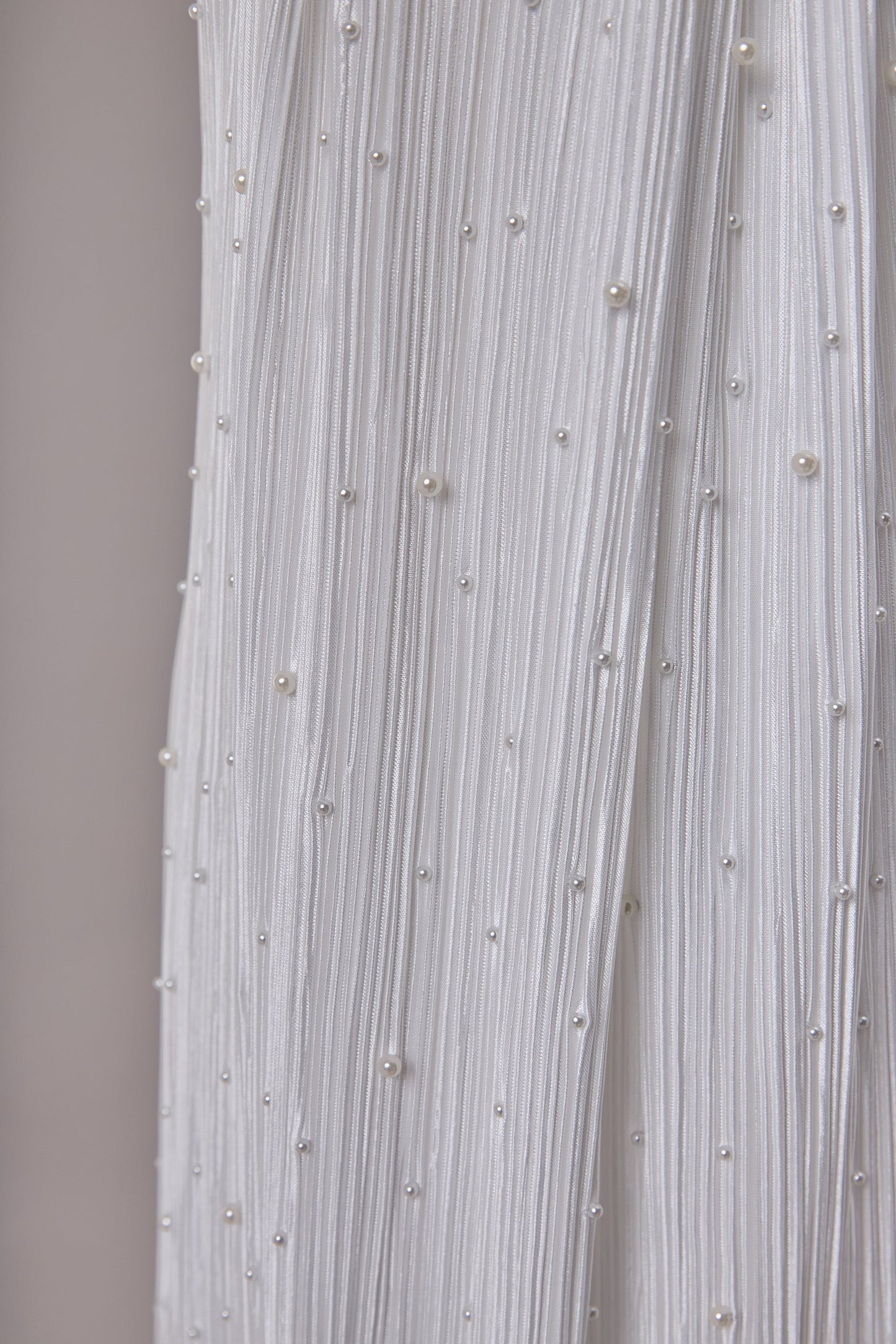 S0670 PLEATED SATIN WITH PEARLS