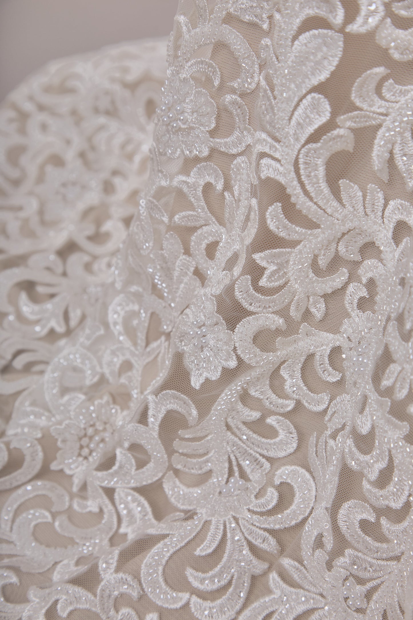 S0660 EMBROIDERY TULLE WITH BEADS