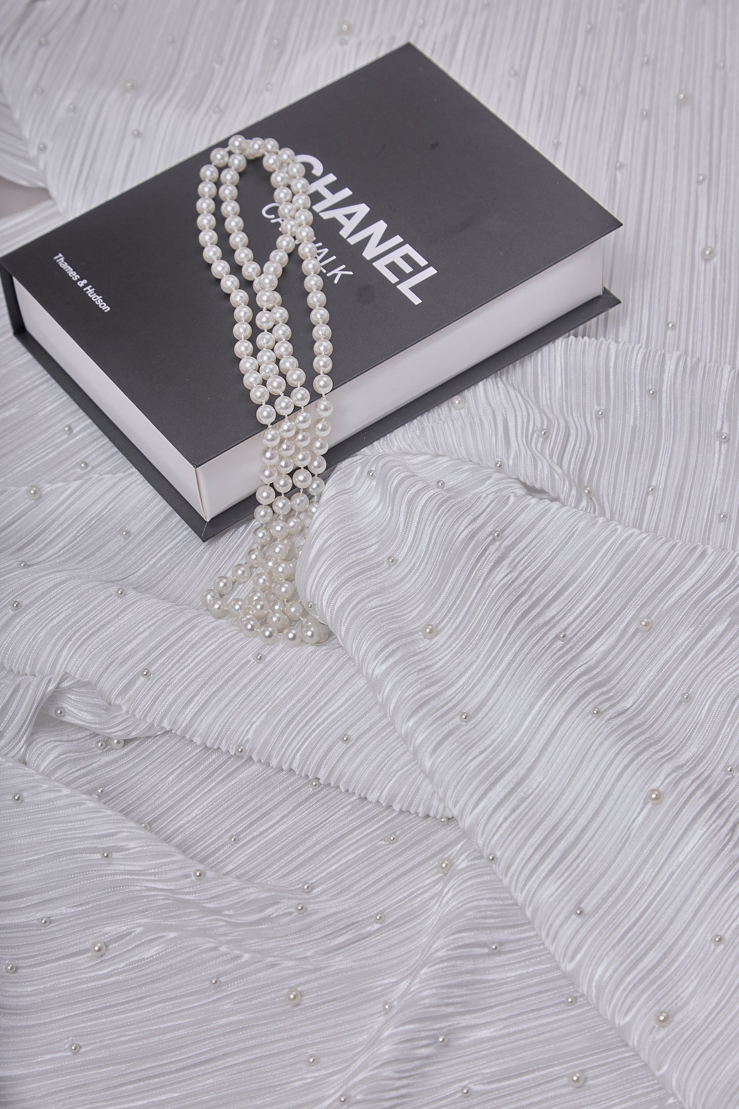 S0670 PLEATED SATIN WITH PEARLS