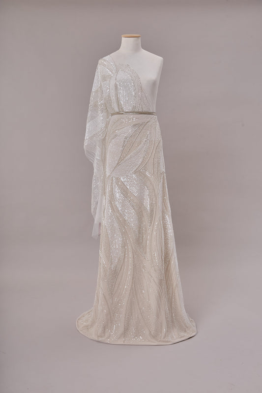 S0673 - EMBROIDERY TULLE WITH BEADS AND SEQUINS