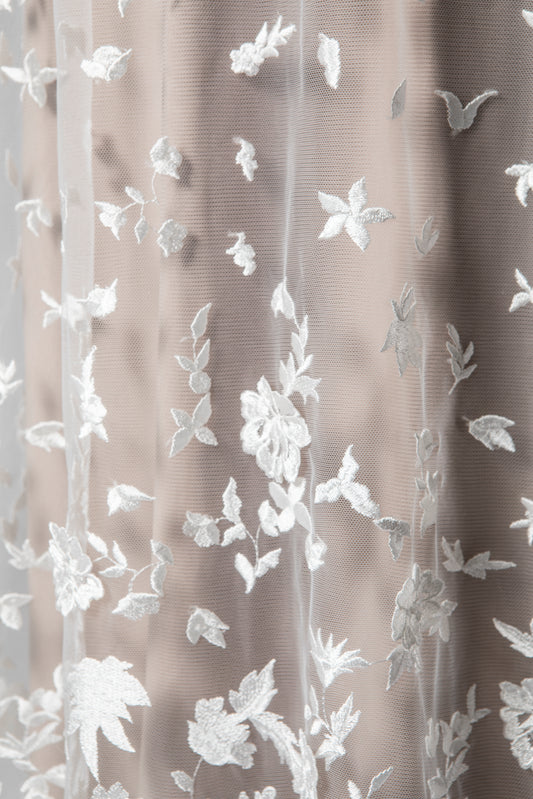 S0082 EMBROIDERY TULLE WITH 3D FLOWERS