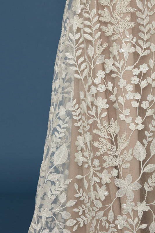 S0399 EMBROIDERY TULLE WITH BEADS AND SEQUINS