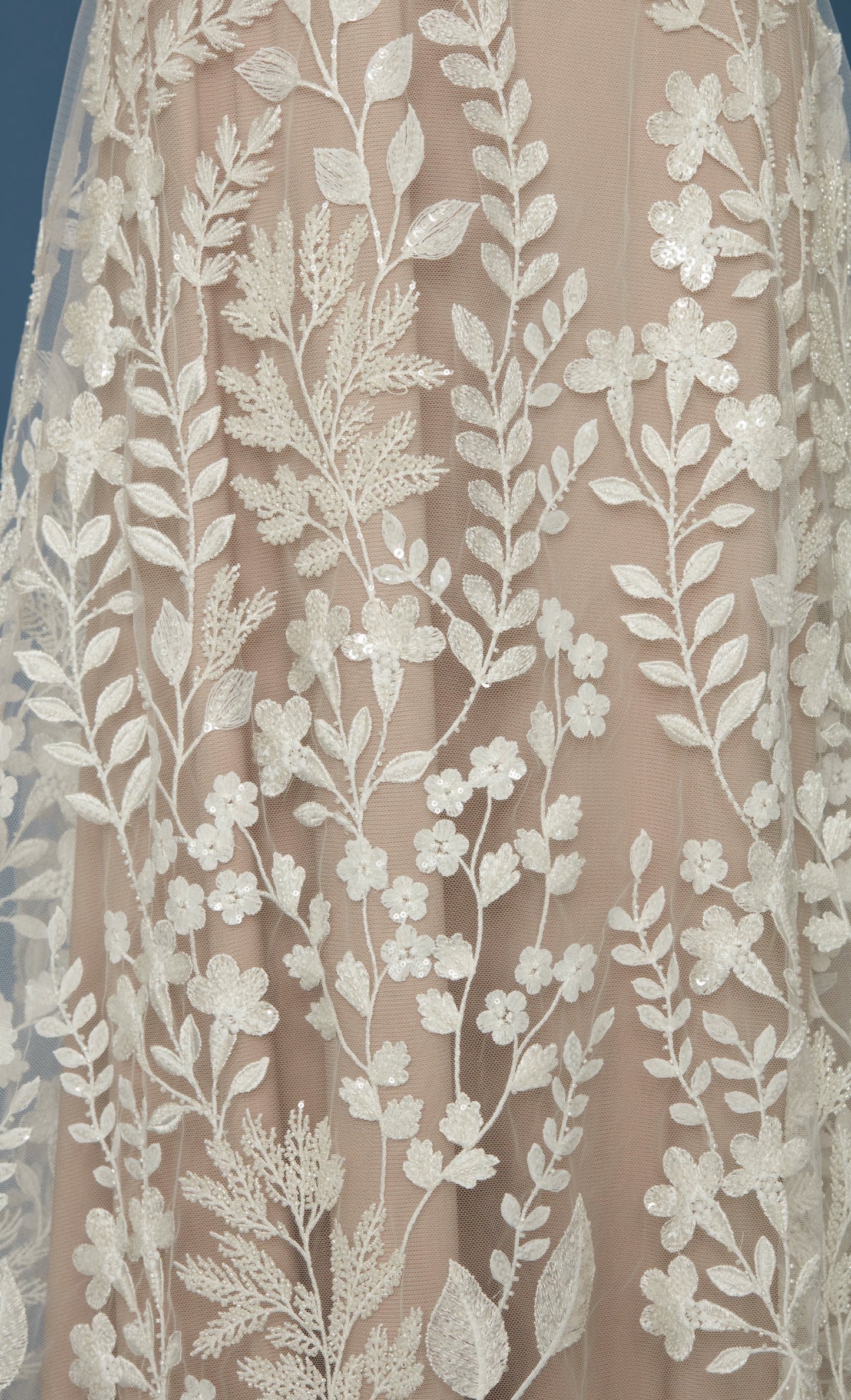 S0399 EMBROIDERY TULLE WITH BEADS AND SEQUINS