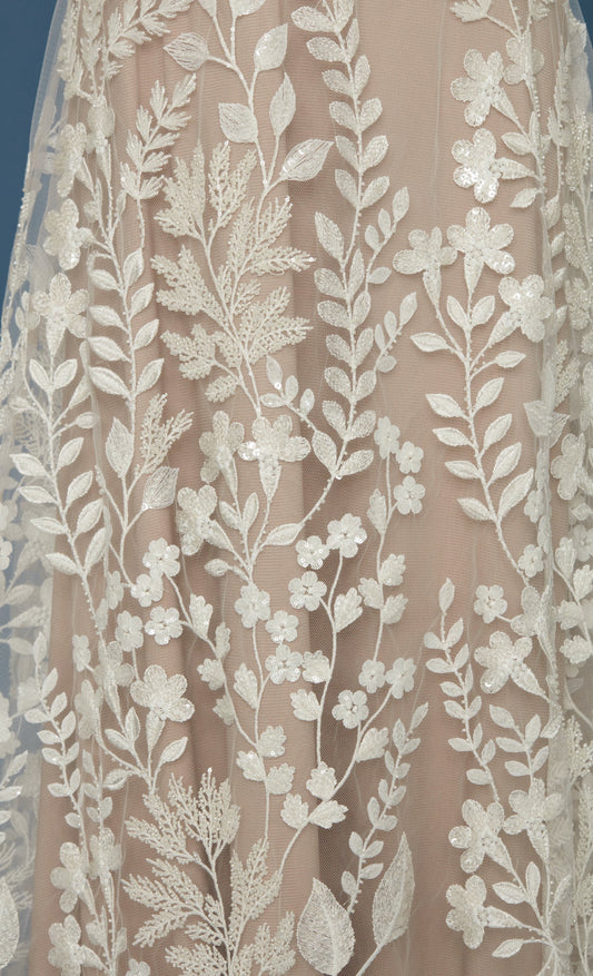 S0399 EMBROIDERY TULLE WITH BEADS AND SEQUINS