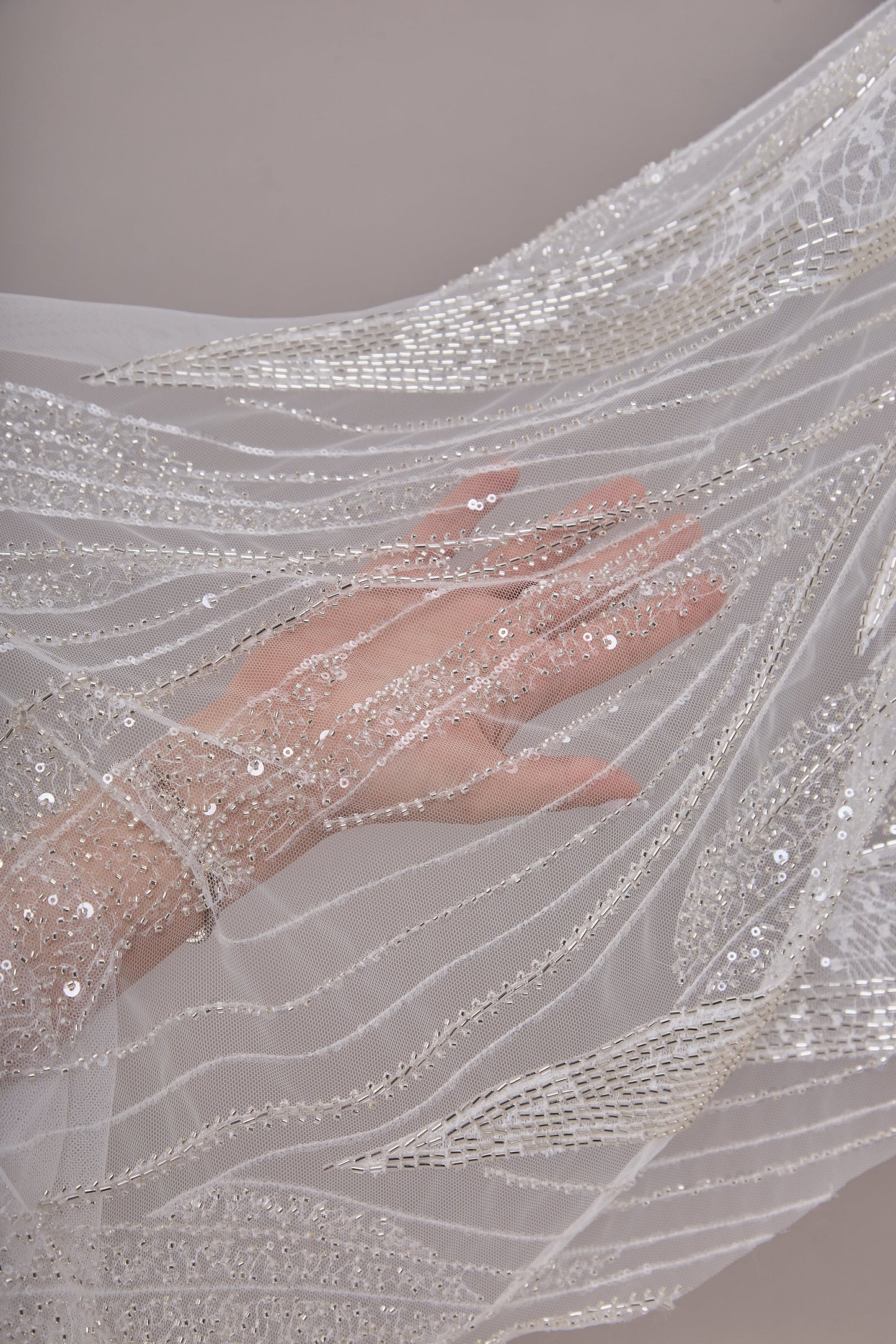 S0673 - EMBROIDERY TULLE WITH BEADS AND SEQUINS