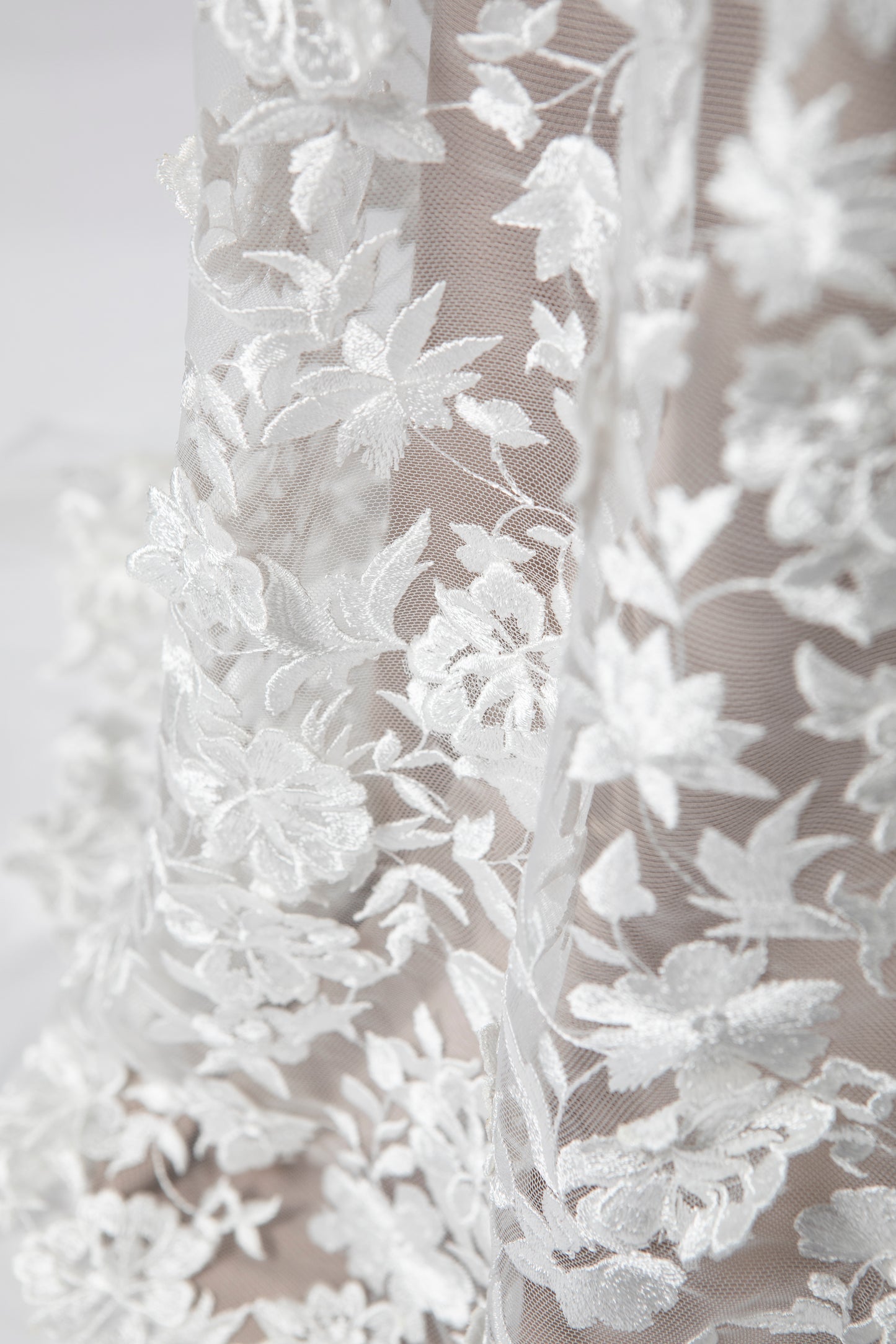 S0082 EMBROIDERY TULLE WITH 3D FLOWERS