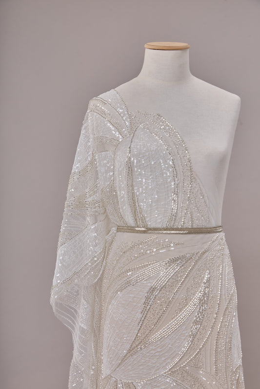 S0673 - EMBROIDERY TULLE WITH BEADS AND SEQUINS