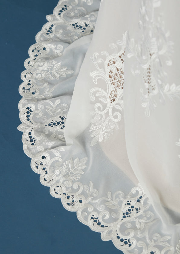 S0433 EMBROIDERY CHIFFON WITH GUIPIURE DETAILS