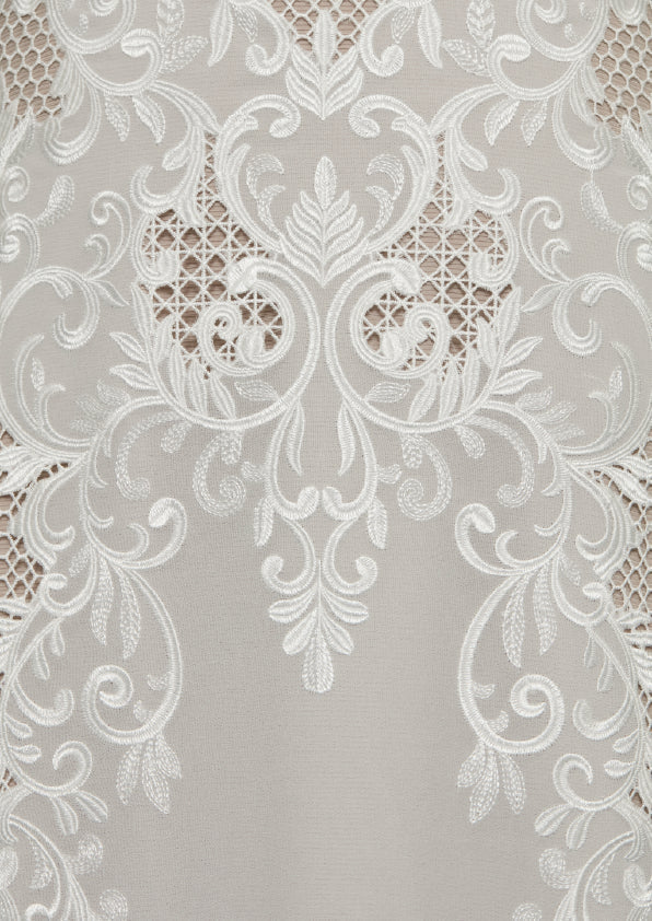 S0433 EMBROIDERY CHIFFON WITH GUIPIURE DETAILS