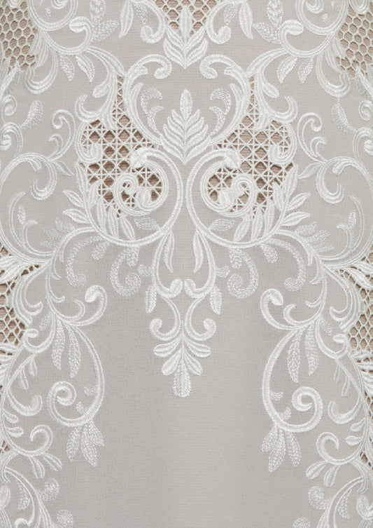 S0433 EMBROIDERY CHIFFON WITH GUIPIURE DETAILS