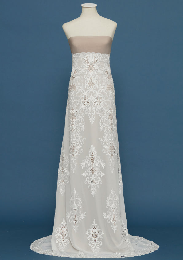 S0433 EMBROIDERY CHIFFON WITH GUIPIURE DETAILS