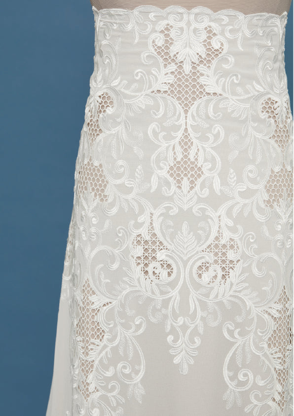 S0433 EMBROIDERY CHIFFON WITH GUIPIURE DETAILS