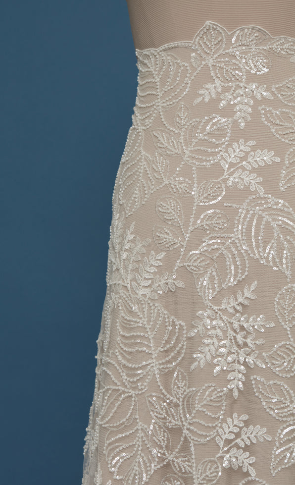 S0439 EMBROIDERY TULLE WITH SEQUINS AND BEADS