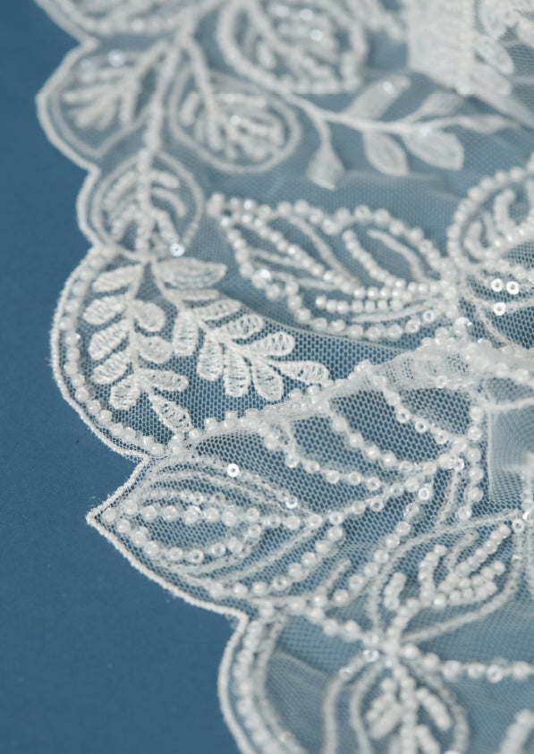 S0439 EMBROIDERY TULLE WITH SEQUINS AND BEADS