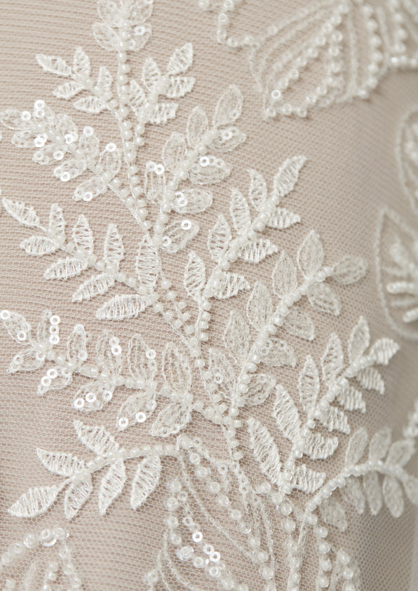S0439 EMBROIDERY TULLE WITH SEQUINS AND BEADS