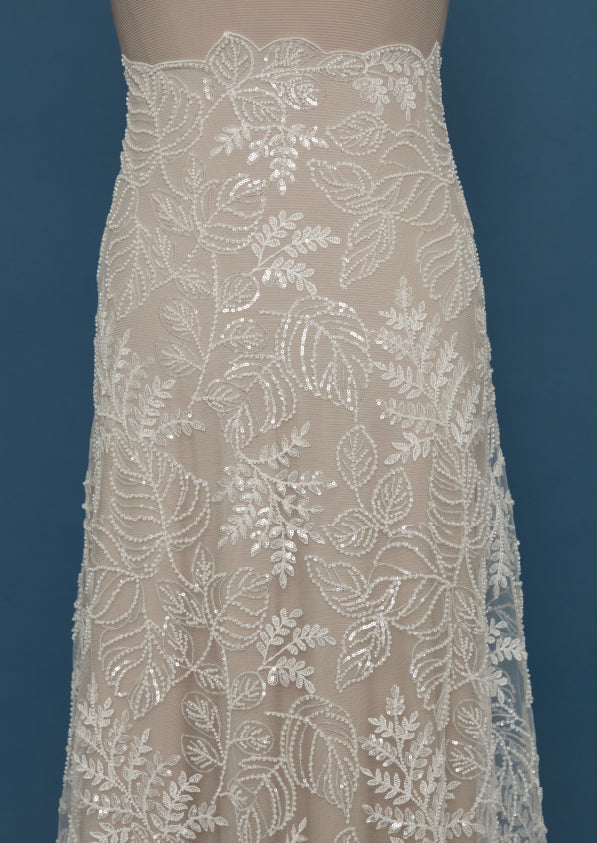 S0439 EMBROIDERY TULLE WITH SEQUINS AND BEADS
