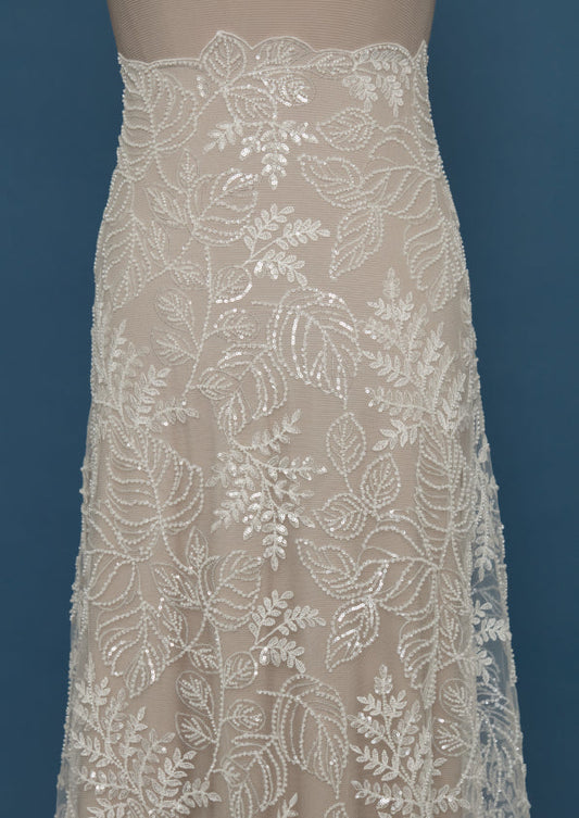S0439 EMBROIDERY TULLE WITH SEQUINS AND BEADS