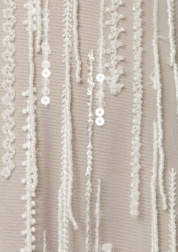 S0442 EMBROIDERY TULLE WITH SEQUINS, BEADS AND THREADS