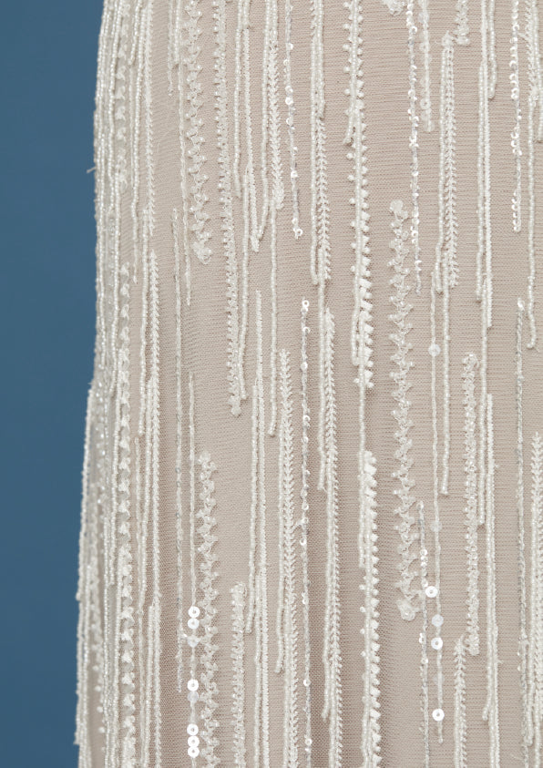 S0442 EMBROIDERY TULLE WITH SEQUINS, BEADS AND THREADS