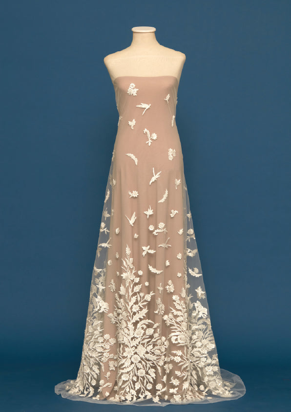 S0444  EMBROIDERY TULLE WITH SEQUINS, BEADS AND PEARLS
