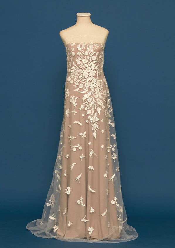 S0444  EMBROIDERY TULLE WITH SEQUINS, BEADS AND PEARLS