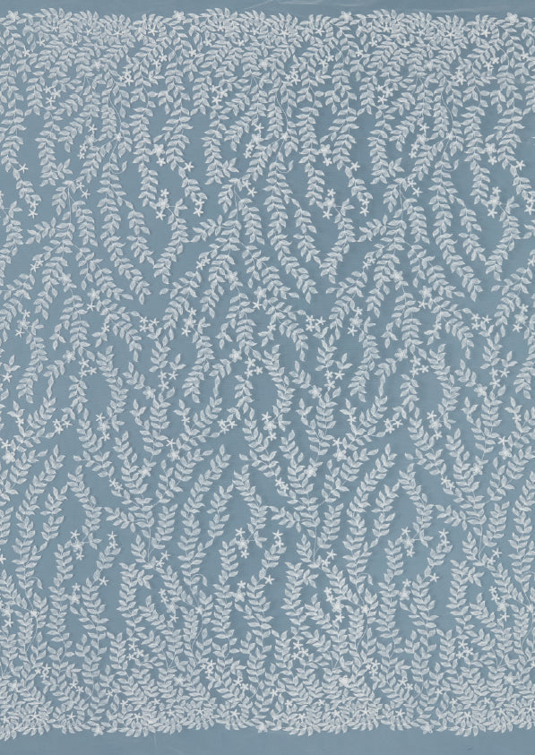 S0471 EMBROIDERED TULLE WITH LEAVES