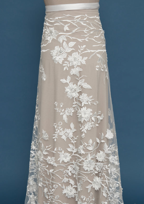 S0484 EMBROIDERY TULLE WITH 3D FLOWERS