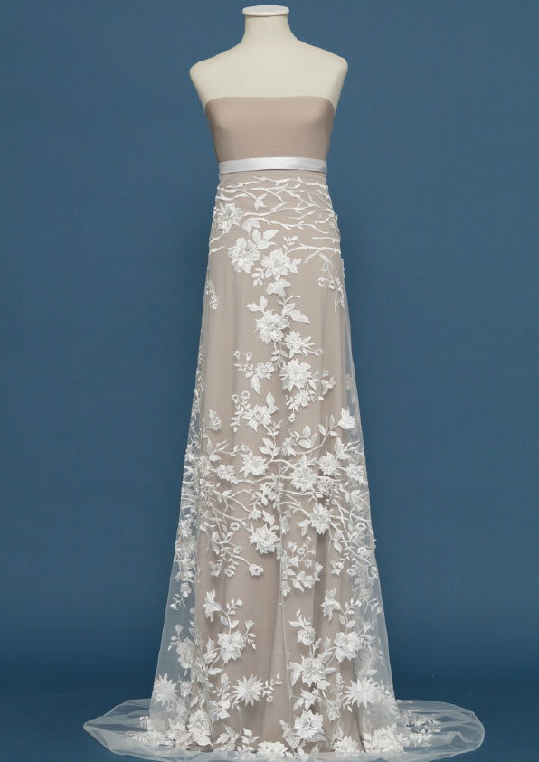 S0484 EMBROIDERY TULLE WITH 3D FLOWERS