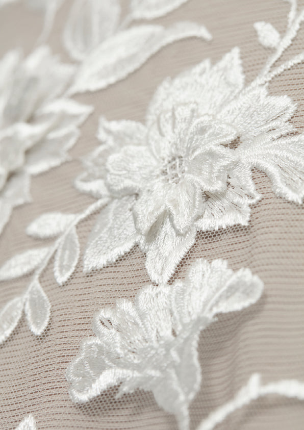 S0484 EMBROIDERY TULLE WITH 3D FLOWERS