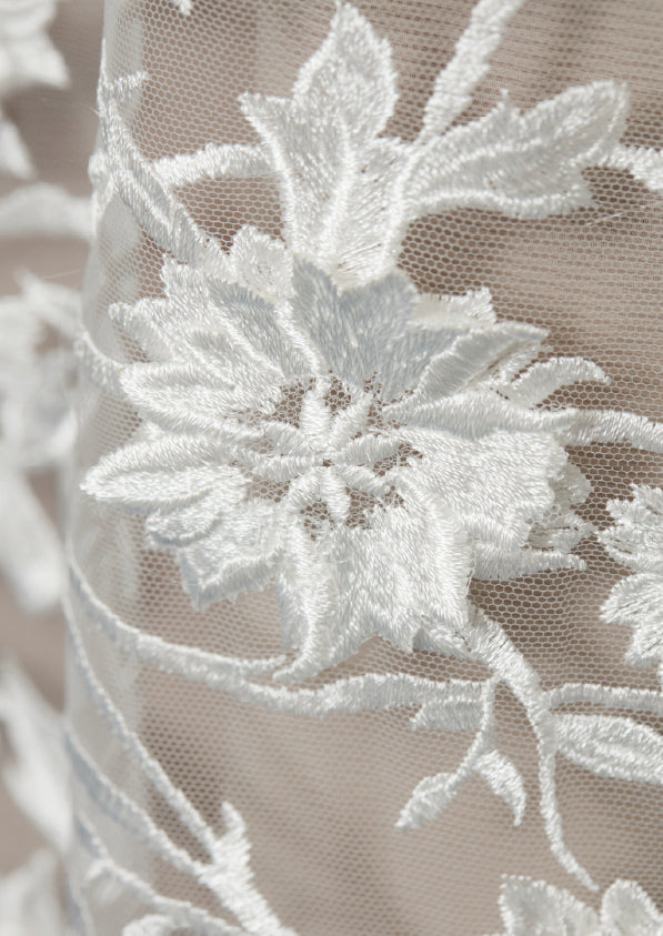 S0484 EMBROIDERY TULLE WITH 3D FLOWERS