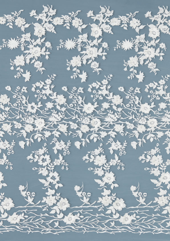 S0484 EMBROIDERY TULLE WITH 3D FLOWERS