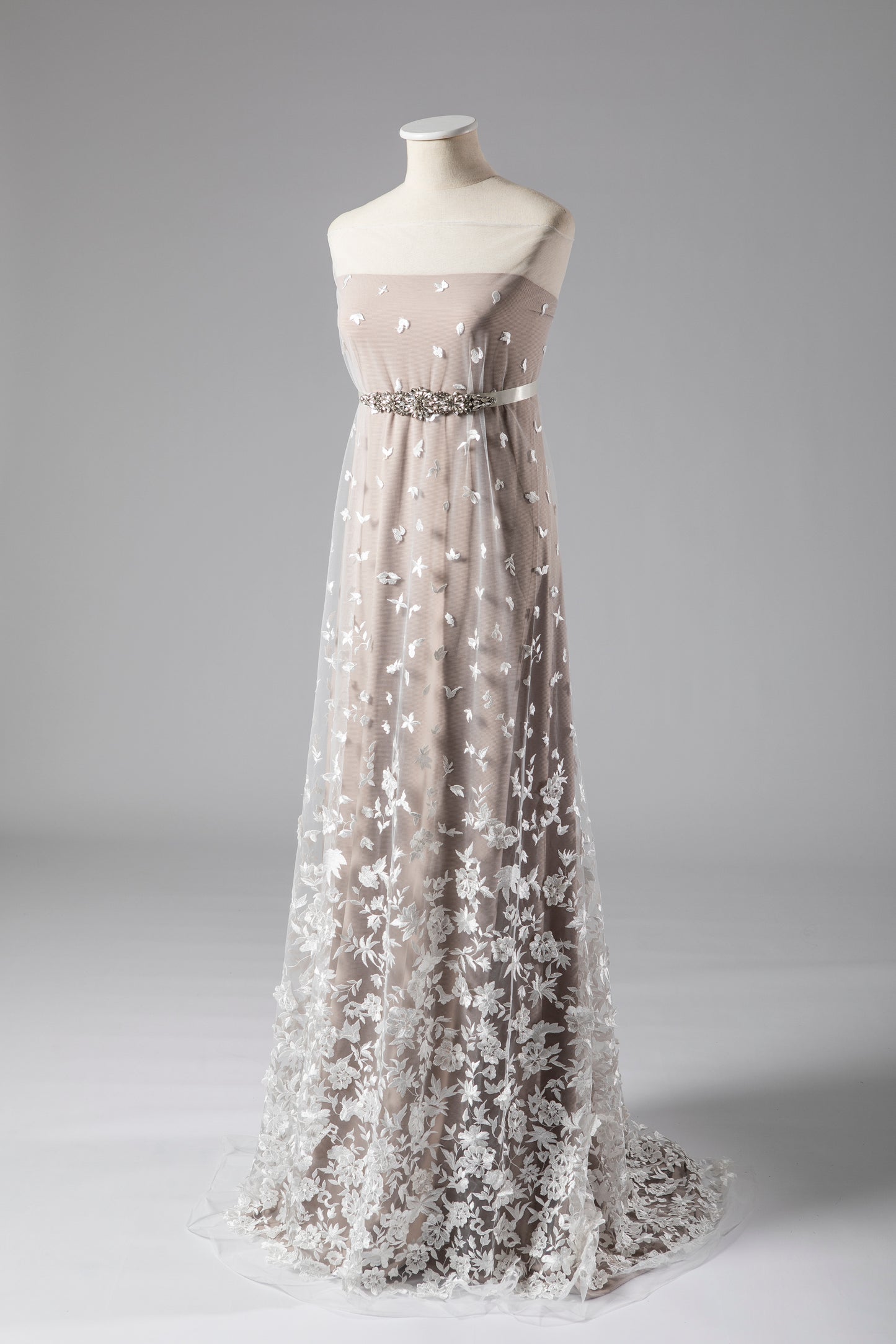 S0082 EMBROIDERY TULLE WITH 3D FLOWERS