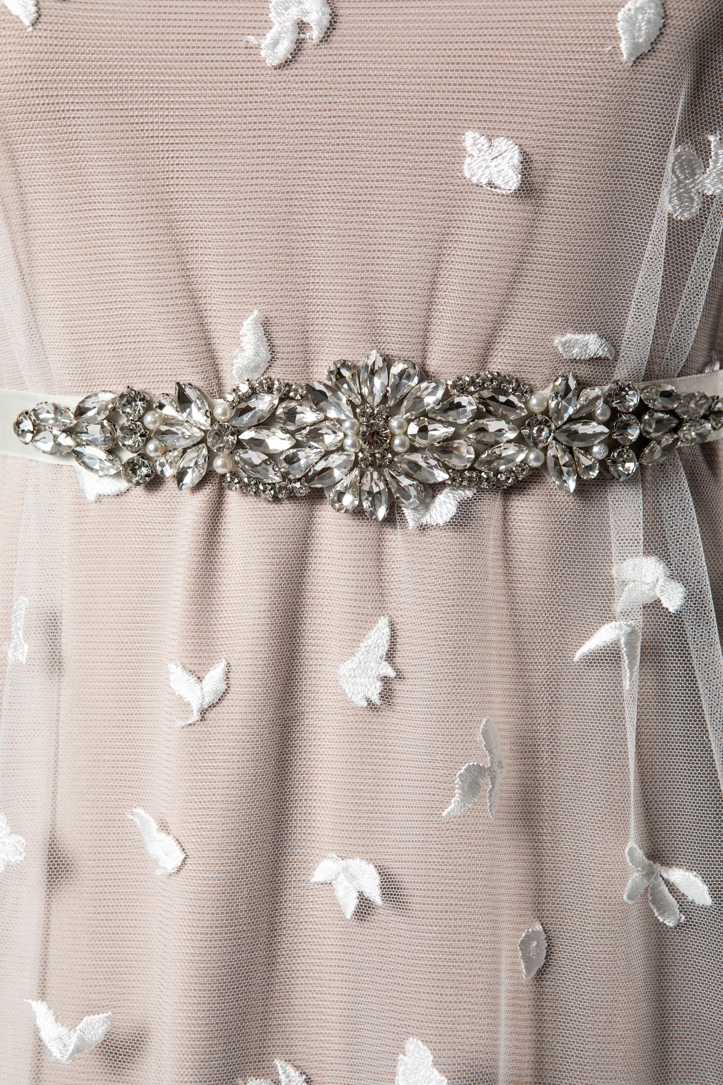 S0082 EMBROIDERY TULLE WITH 3D FLOWERS