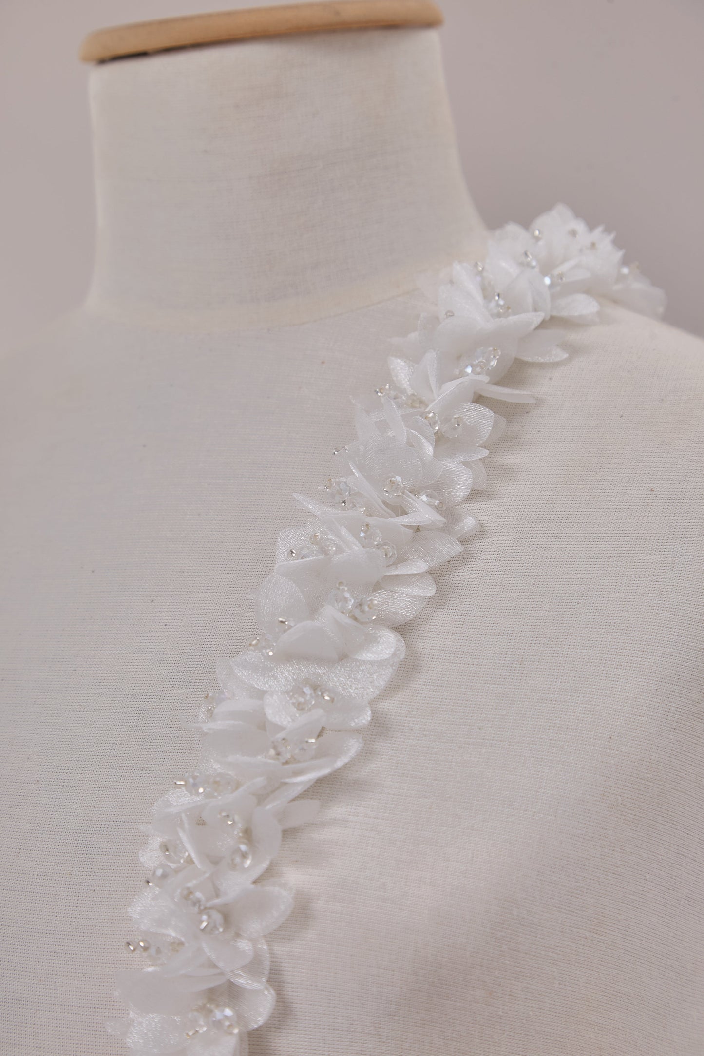 S0656  EMBROIDERY APPLIQUÉ WITH ORGANZA FLOWERS AND BEADS