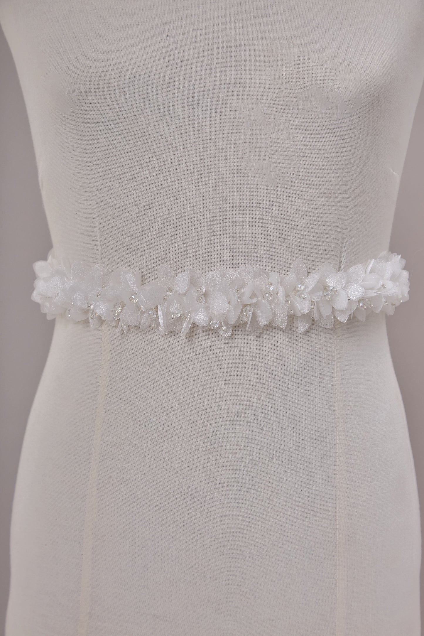 S0656  EMBROIDERY APPLIQUÉ WITH ORGANZA FLOWERS AND BEADS