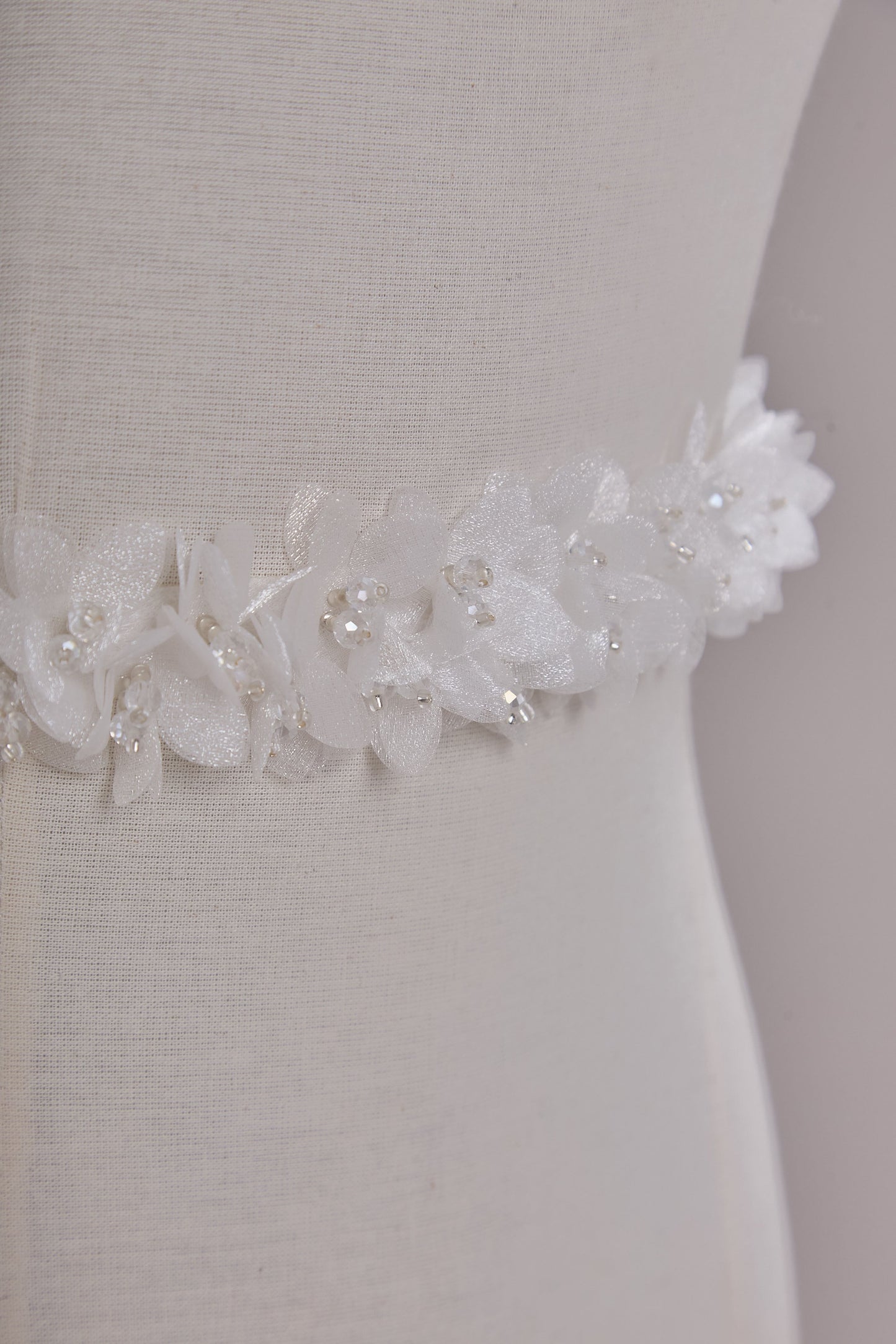 S0656  EMBROIDERY APPLIQUÉ WITH ORGANZA FLOWERS AND BEADS
