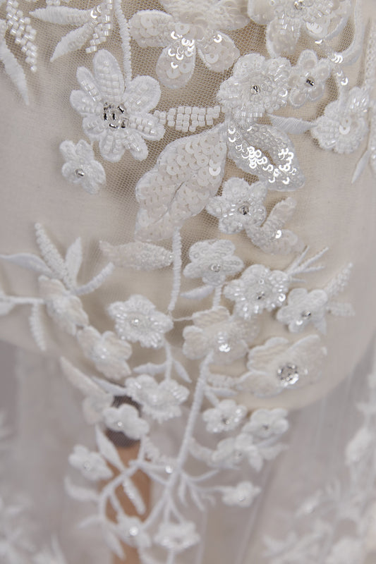 S0608  EMBROIDERY TULLE WITH 3D FLOWERS