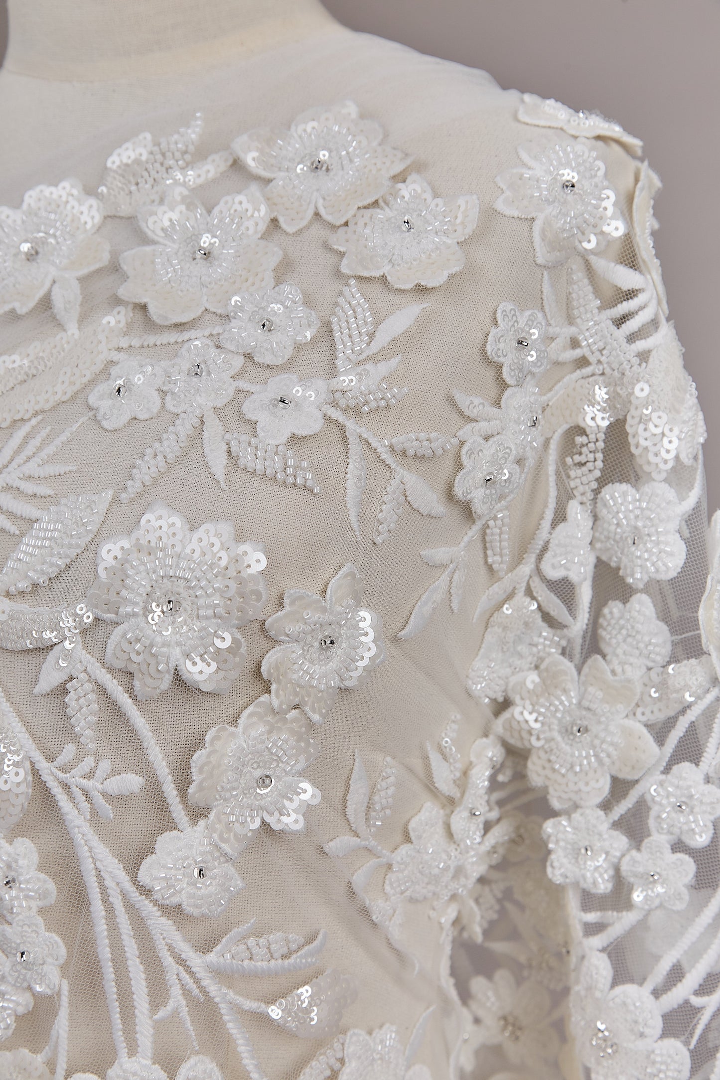 S0608  EMBROIDERY TULLE WITH 3D FLOWERS