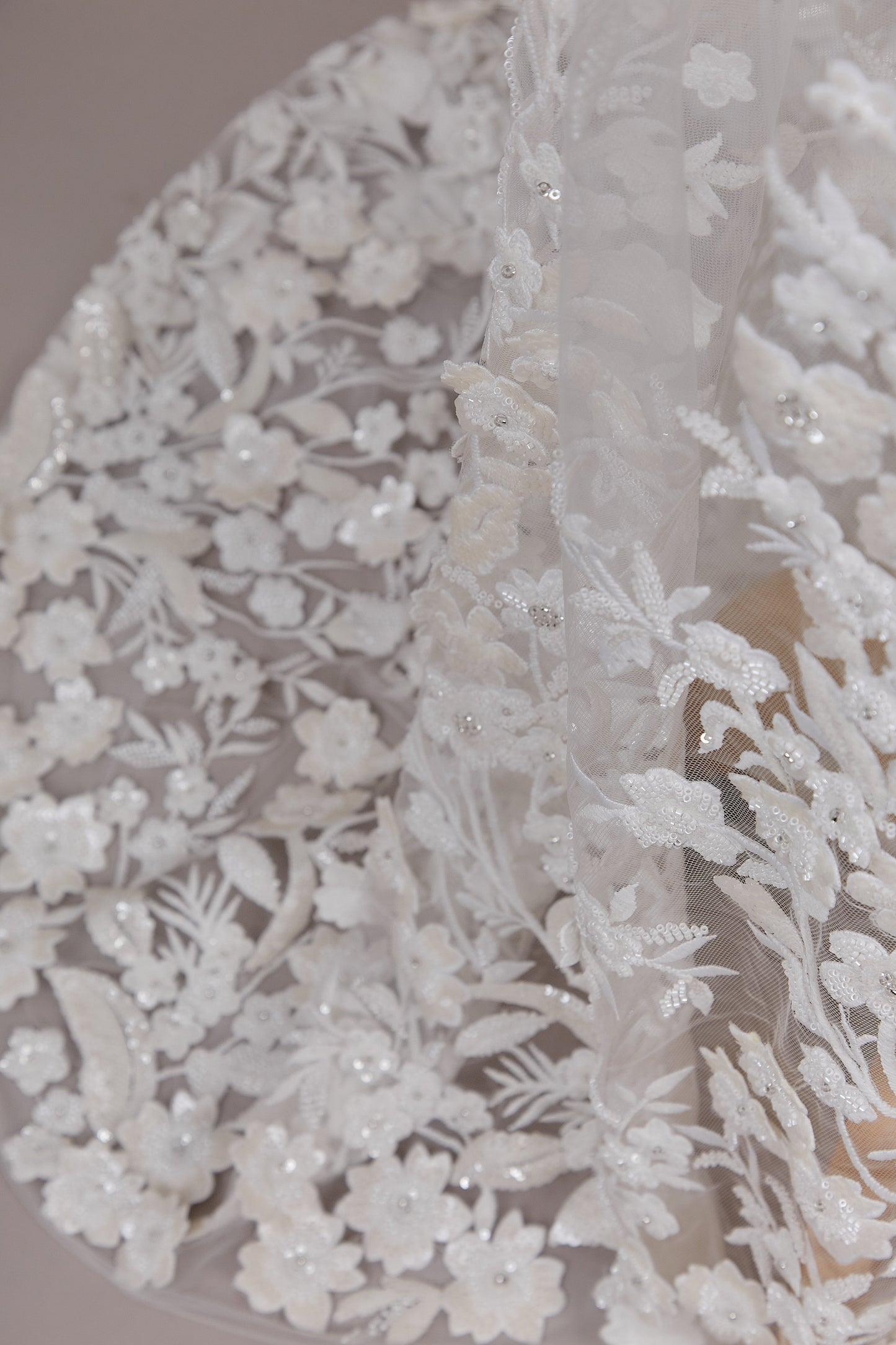S0608  EMBROIDERY TULLE WITH 3D FLOWERS