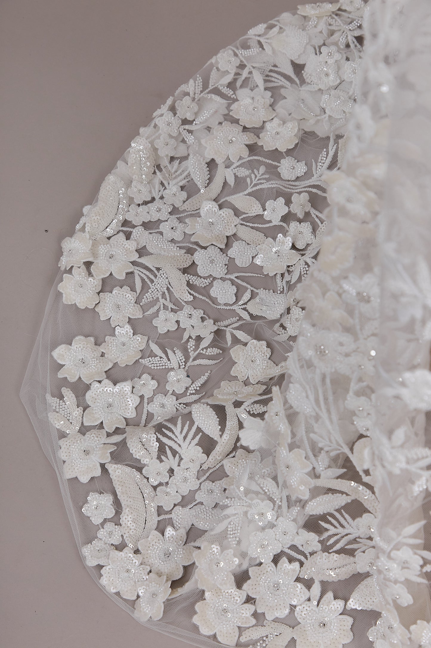 S0608  EMBROIDERY TULLE WITH 3D FLOWERS