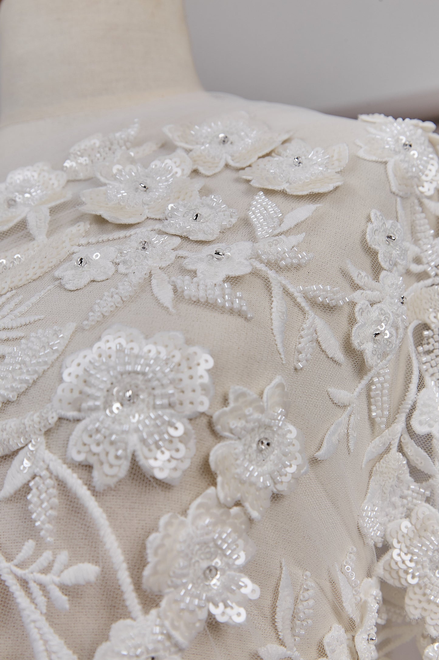 S0608  EMBROIDERY TULLE WITH 3D FLOWERS