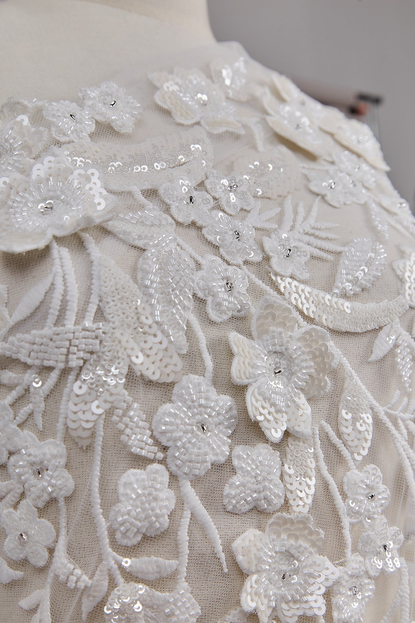 S0608  EMBROIDERY TULLE WITH 3D FLOWERS