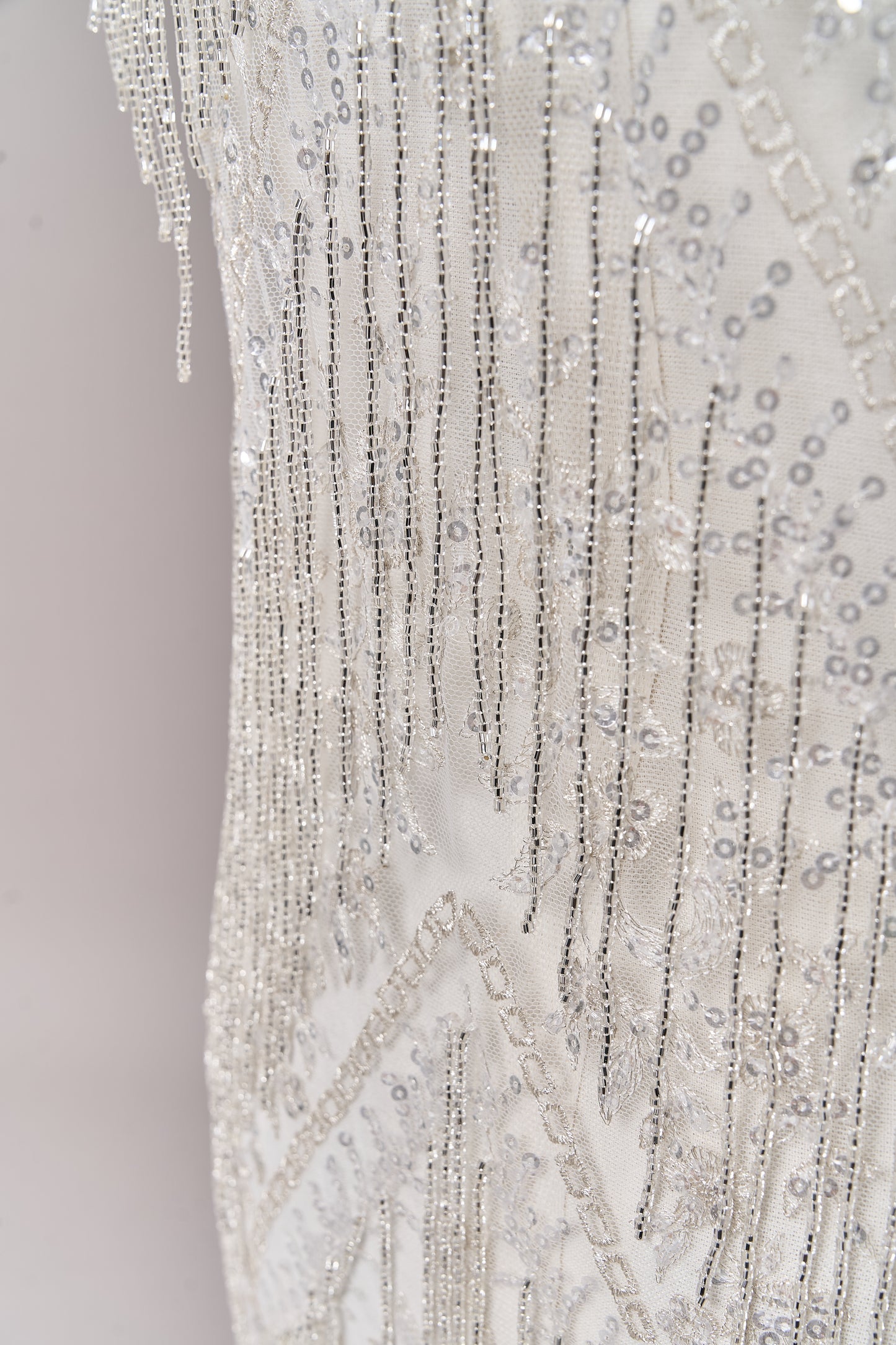 S0676 SILVER - EMBROIDERY TULLE WITH LUREX, BEADS AND SILVER SEQUINS