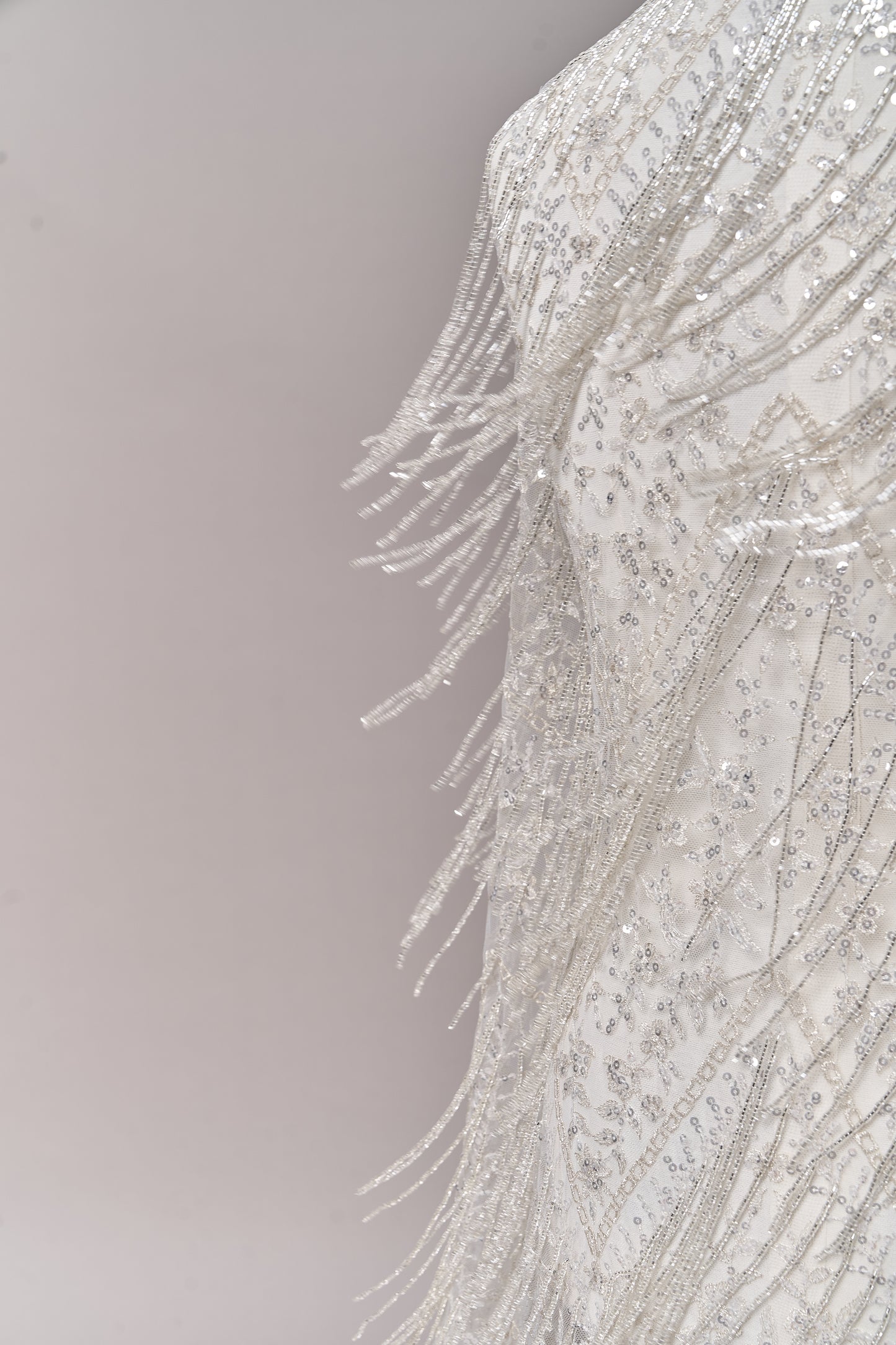 S0676 SILVER - EMBROIDERY TULLE WITH LUREX, BEADS AND SILVER SEQUINS