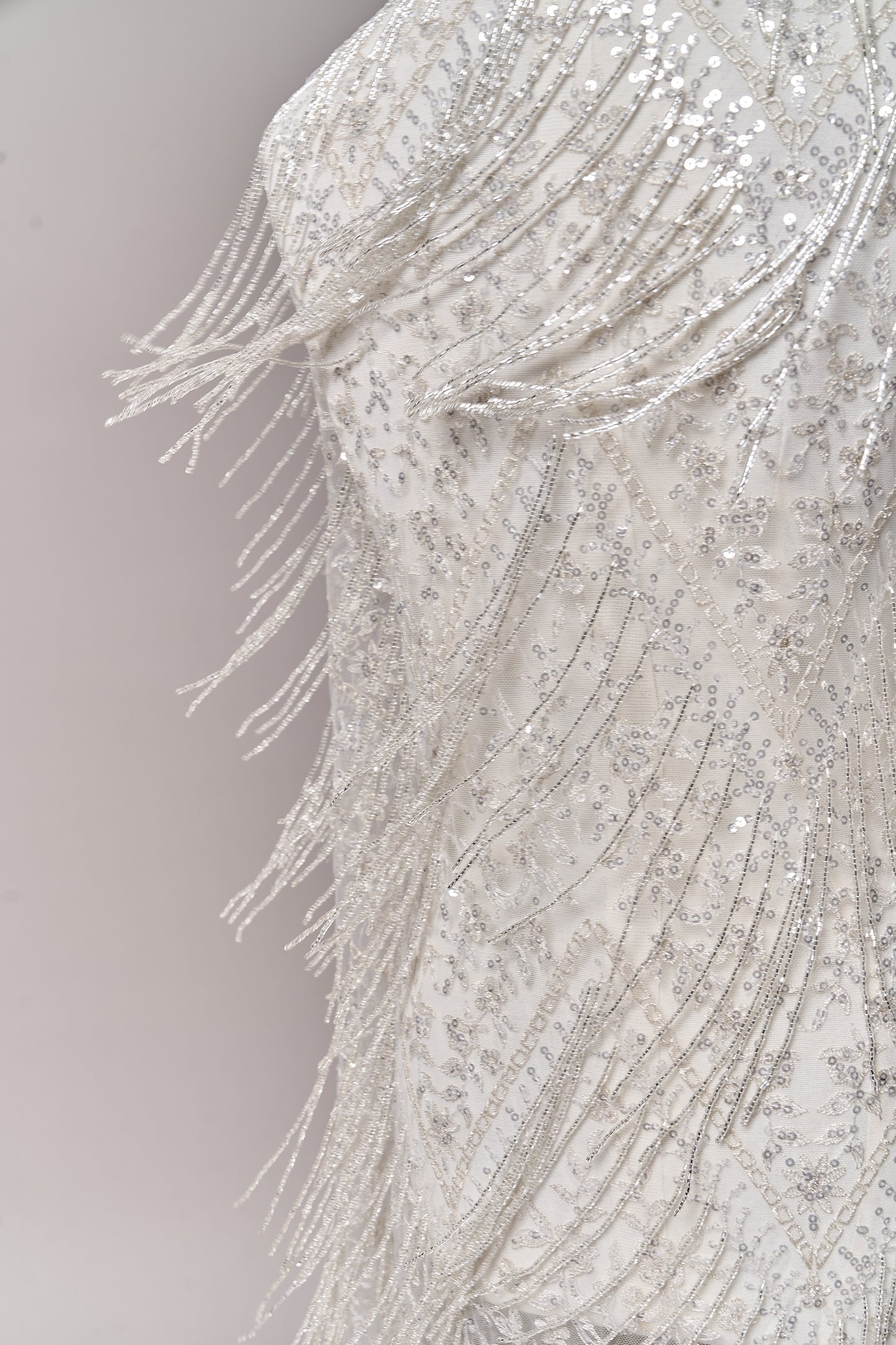 S0676 SILVER - EMBROIDERY TULLE WITH LUREX, BEADS AND SILVER SEQUINS